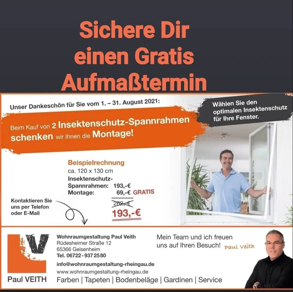 Insektenschutz Gratis Aufmaß und Montage
